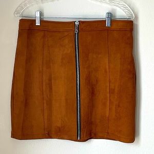 Suede Camel Mini-Skirt